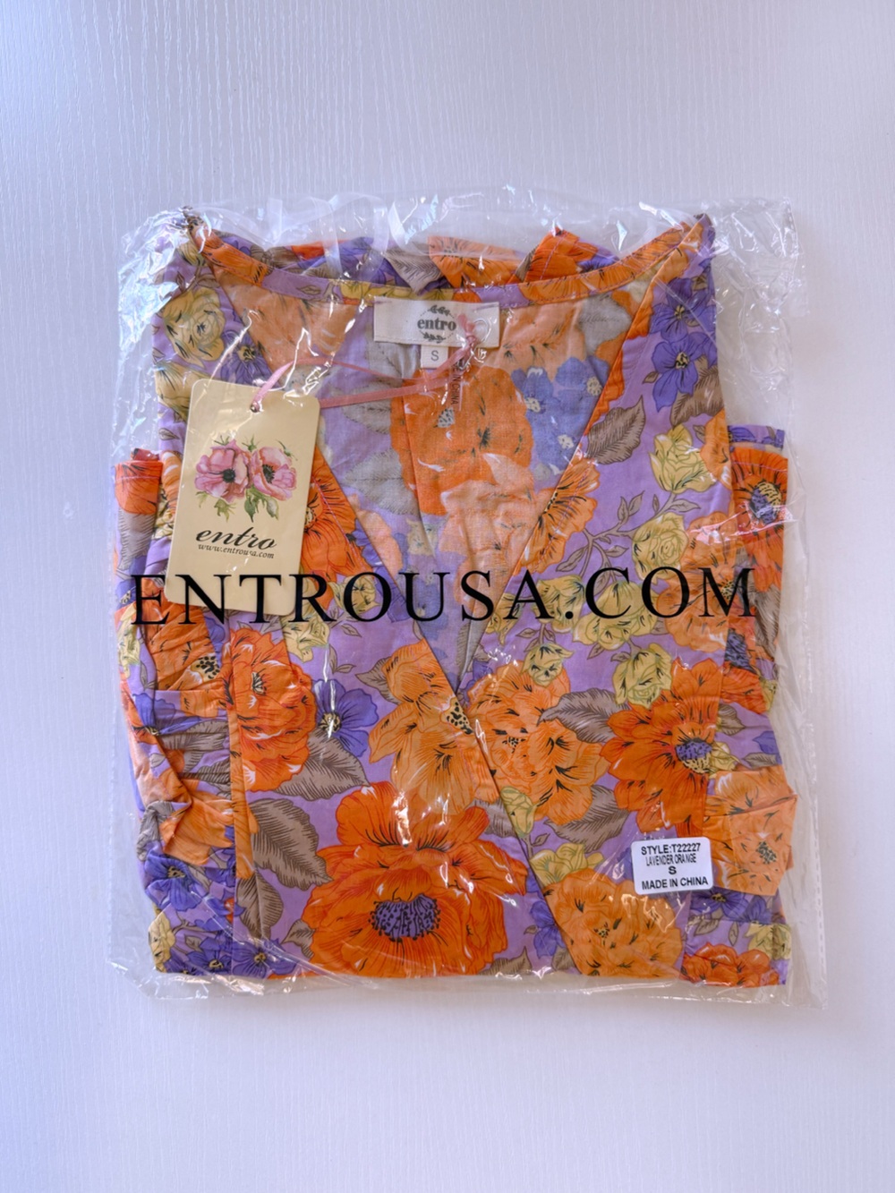 Entro Clementine Ruffled Peplum Blouse Maximalist Purple Orange Floral New Small - Picture 10 of 12